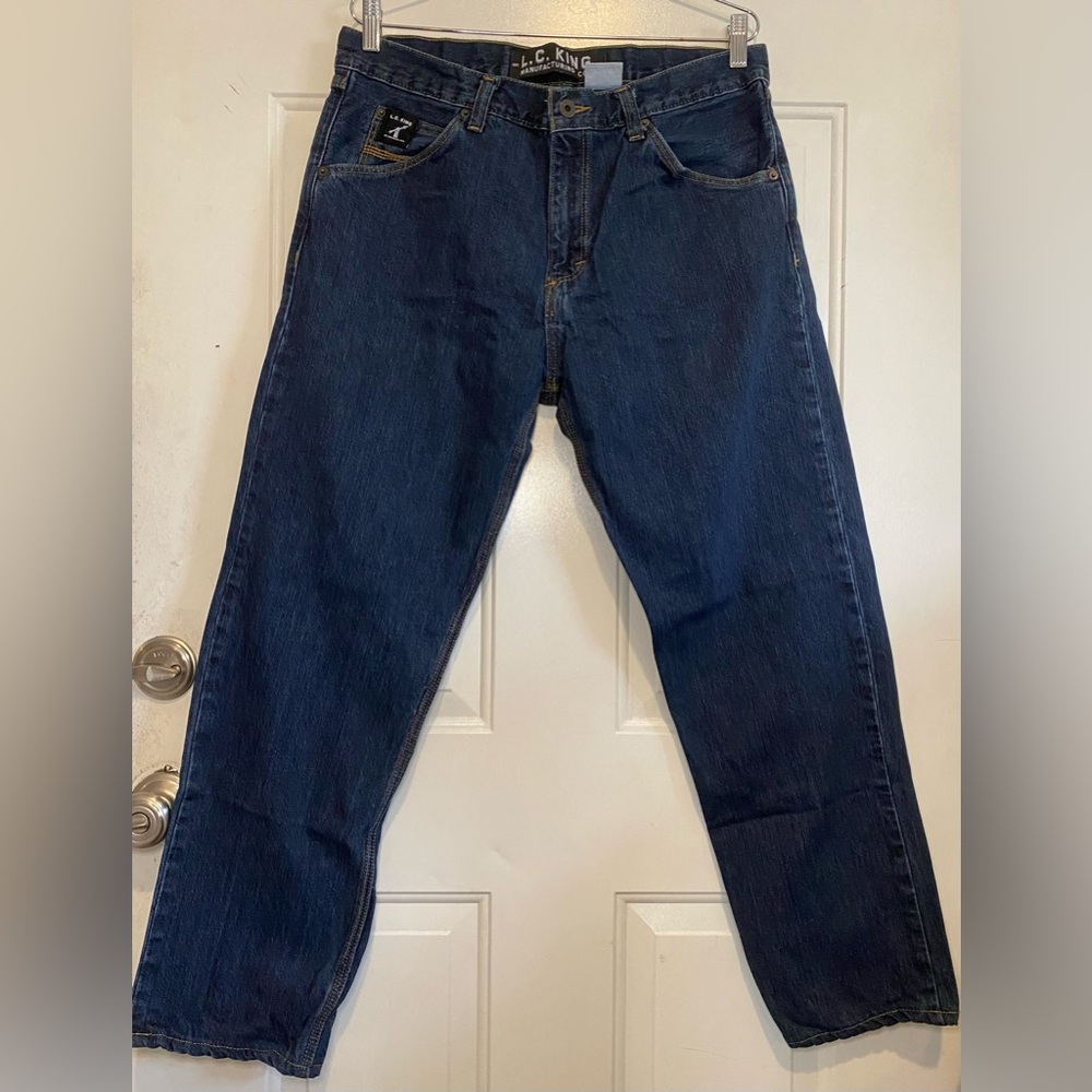 L.C. King Bristol 5 Pocket Jeans Relaxed Straight Leg Men’s Size 36 x 28 Dark